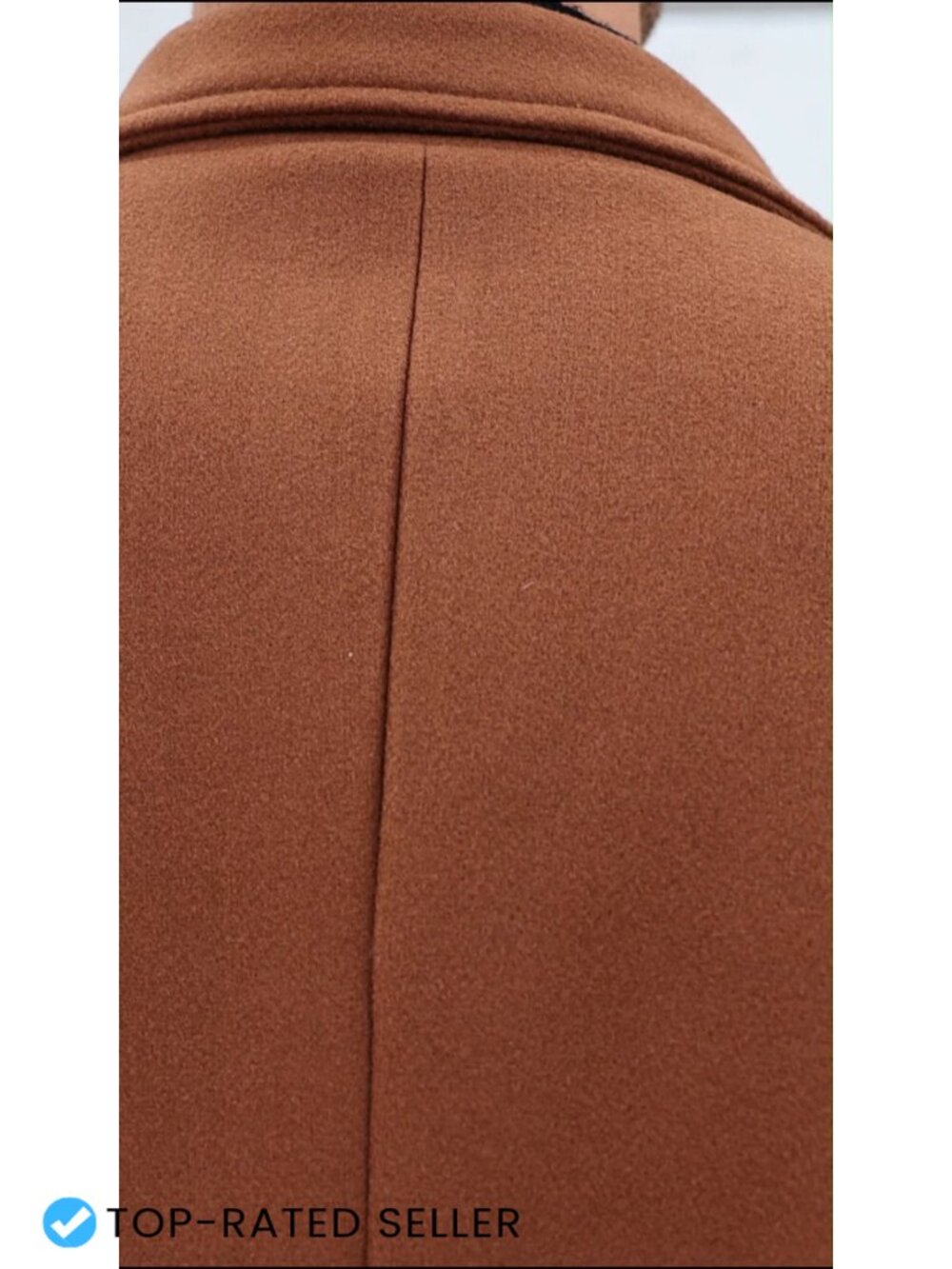 Wool Blend Notched Collar Long Trench Coat Double Breasted Winter Overcoat - Picture 5 of 5